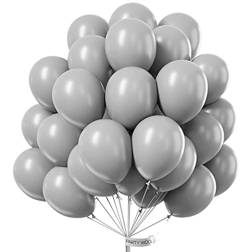 PartyWoo Gray Balloons, 50 pcs 12 inch Latex Balloons, Gary Balloons